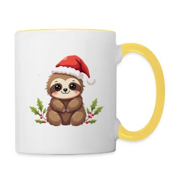 Sloth Merry Christmas Christmas Families - Contrasting Mug - white/yellow - Right