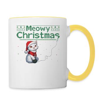 Noël du Père Noël - Noël Purrfect Cat Lover - Mug contrasté - blanc/jaune - Droite