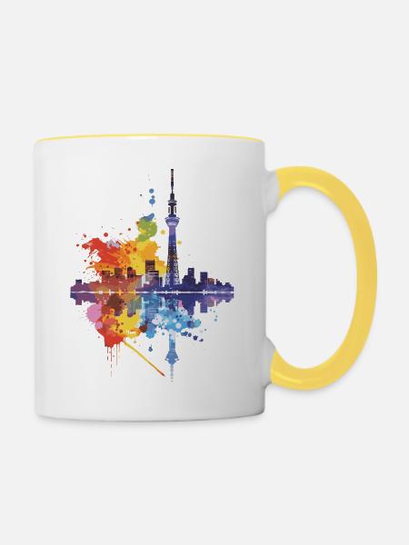 Tokio - Tasse zweifarbig - Weiß/Gelb