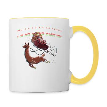 Fa La La La Llama - Santa Sleigh with Llama - Contrasting Mug - white/yellow - Right