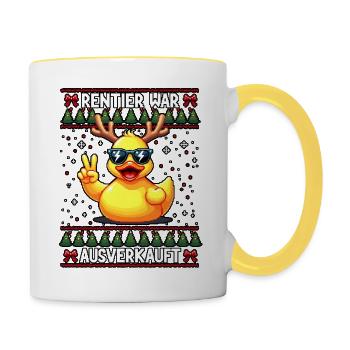 Rentier war ausverkauft Lustiges Weihnachten Elch - Tasse zweifarbig - Weiß/Gelb - Rechts