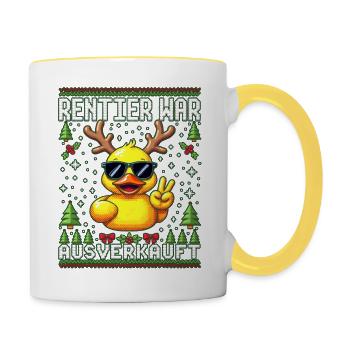 Rentier war ausverkauft Lustiges Elch Weihnachten - Tasse zweifarbig - Weiß/Gelb - Rechts