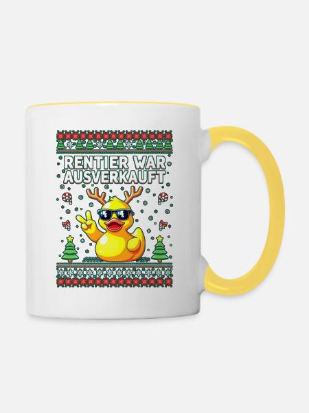Rentier war ausverkauft Lustiges Weihnachten Elch - Tasse zweifarbig - Weiß/Gelb