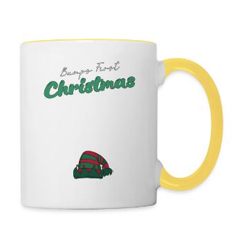 Première bosse de Noël - Grossesse drôle de bébé elfe - Mug contrasté - blanc/jaune - Droite