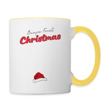 First Christmas Bump - Funny Baby Pregnancy - Contrasting Mug - white/yellow - Right
