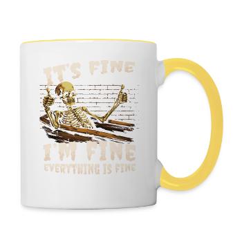 C’est bien Je vais bien Tout va bien - Drôle - Mug contrasté - blanc/jaune - Droite