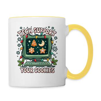 Delete Cookies Tech Support Christmas Shirt - Tasse zweifarbig - Weiß/Gelb - Rechts