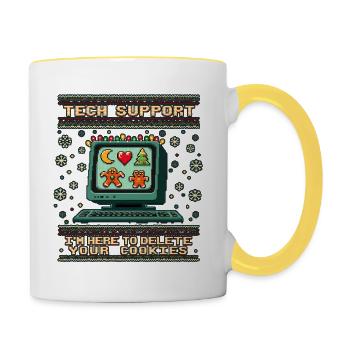 I'm Here To Delete Your Cookies – Holiday Fun - Tasse zweifarbig - Weiß/Gelb - Rechts