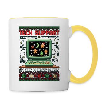 Delete Your Cookies – Funny Christmas Shirt - Tasse zweifarbig - Weiß/Gelb - Rechts