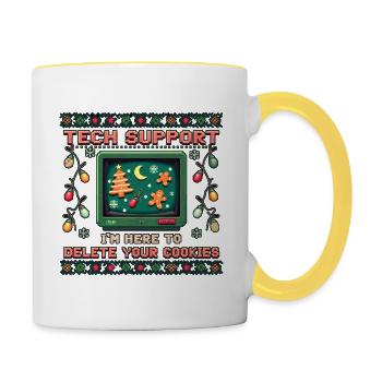 Christmas IT Humor – Delete Your Cookies - Tasse zweifarbig - Weiß/Gelb - Rechts