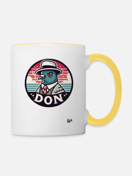 Der Don Taube - Tasse zweifarbig - Weiß/Gelb