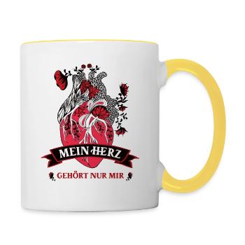 Mein Herz Gehört Mir Single Herzschmerz Trennung - Tasse zweifarbig - Weiß/Gelb - Rechts