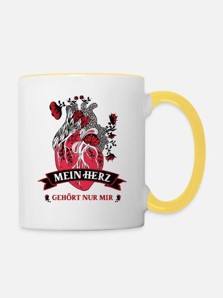 Mein Herz Gehört Mir Single Herzschmerz Trennung - Tasse zweifarbig - Weiß/Gelb