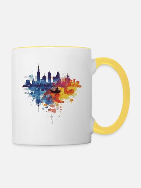 Gdingen - Tasse zweifarbig - Weiß/Gelb