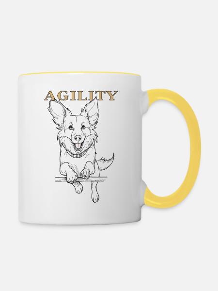 HUND AGILITY - Tasse zweifarbig - Weiß/Gelb