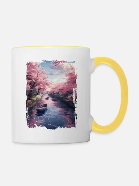 Japan - Tasse zweifarbig - Weiß/Gelb