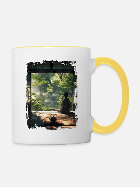 Japan - Tasse zweifarbig - Weiß/Gelb