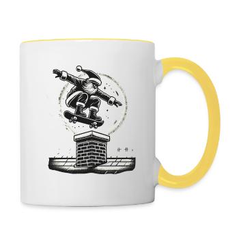 Noël Patineur Père Noël Style Streetwear - Mug contrasté - blanc/jaune - Droite