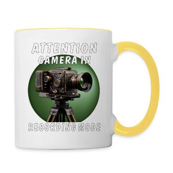 ATTENTION CAMERA IN RECORDING MODE - Tasse zweifarbig - Weiß/Gelb - Rechts