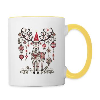 Noël Vintage Renne Magie - Mug contrasté - blanc/jaune - Droite