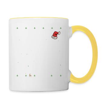 Ich bin 56 + 1 Mittelfinger - Lustiges Skelett 57. - Tasse zweifarbig - Weiß/Gelb - Rechts