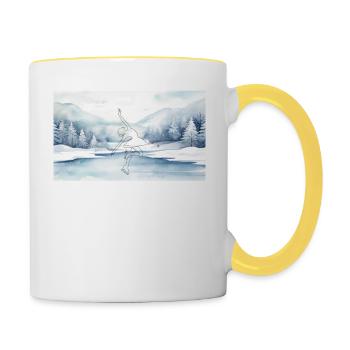 Elegant skater in winter wonderland - Contrasting Mug - white/yellow - Right
