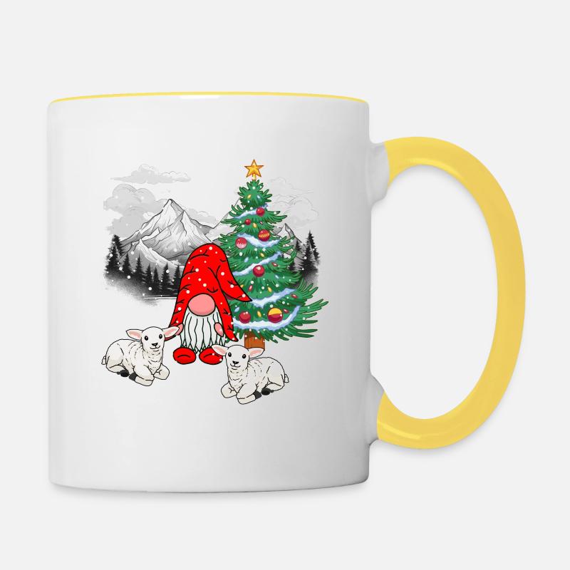 Père Noël Noël Nains Noël Troll - Mug contrasté - blanc/jaune