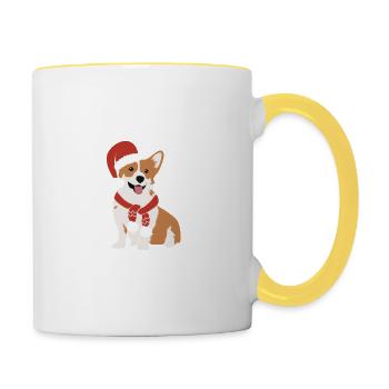 Family Christmas Corgi Dog - Contrasting Mug - white/yellow - Right