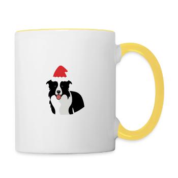 Border collie Christmas sweet dog - Contrasting Mug - white/yellow - Right