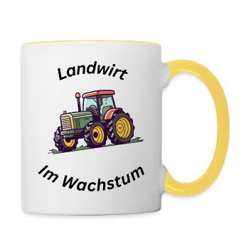 Landwirt im Wachstum - Tasse zweifarbig - Weiß/Gelb - Rechts