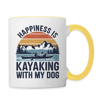 Kajakfahren mit Vierbeinern - Tasse zweifarbig - Weiß/Gelb - Rechts