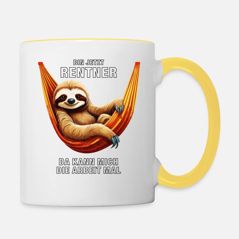 SLOTH I'M RETIRED NOW - Contrasting Mug - white/yellow
