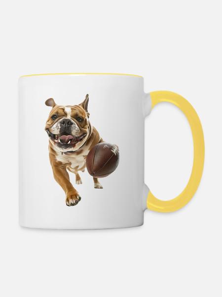 Bulldogge - Tasse zweifarbig - Weiß/Gelb