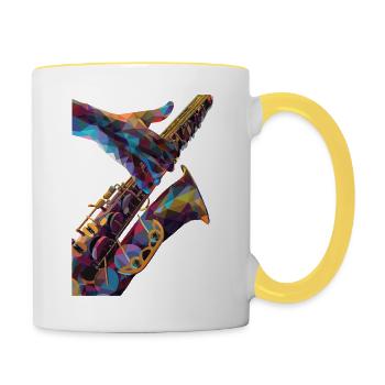 Saxophone - Mug contrasté - blanc/jaune - Droite