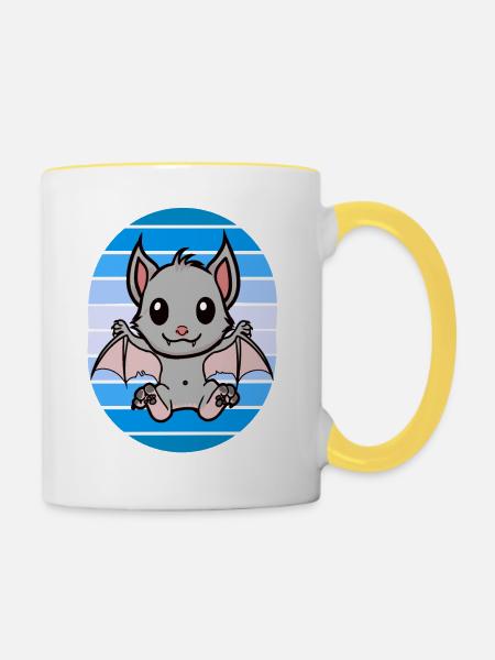 Retro Fledermaus Fledermäuse - Tasse zweifarbig - Weiß/Gelb