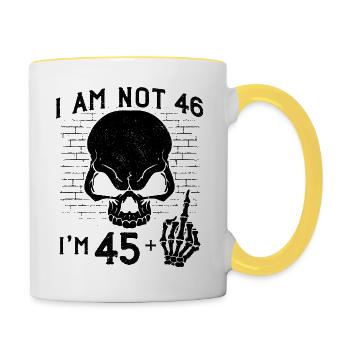 I Am 45 Plus Middle Finger - 46th Birthday - Contrasting Mug - white/yellow - Right