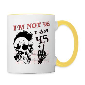 I Am 45 Plus Middle Finger - 46th Birthday - Contrasting Mug - white/yellow - Right