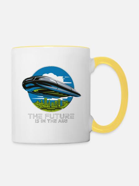 FLIEGENDES AUTO - Tasse zweifarbig - Weiß/Gelb