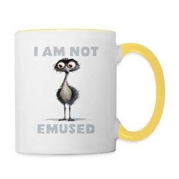 Humorvoller Emu Spruch I Am Not Emused für - Tasse zweifarbig - Weiß/Gelb - Rechts