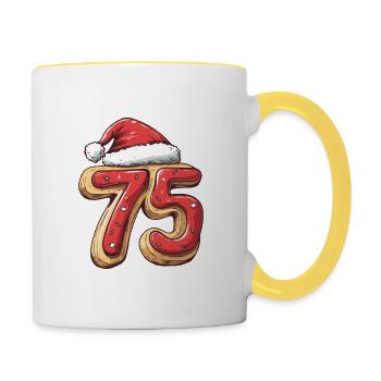 Biscuit de Noël à 75 chiffres - Mug contrasté - blanc/jaune - Droite