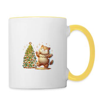 Jeden Feiertag um den Weihnachtsbaum tanzen - Tasse zweifarbig - Weiß/Gelb - Rechts