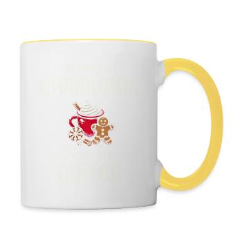Réjouissez-vous Ambiance de Noël Amateurs d’énergie du café - Mug contrasté - blanc/jaune - Droite