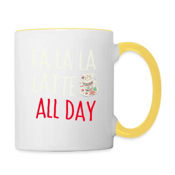 Fa la Latte toute la journée !, Café de Noël - Mug contrasté - blanc/jaune - Droite