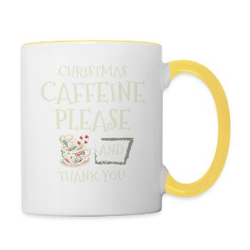 Caféine de Noël s’il vous plaît et merci Vœux de Noël - Mug contrasté - blanc/jaune - Droite