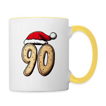 90 Number Christmas Cookie - Contrasting Mug - white/yellow - Right