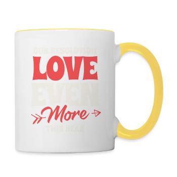 Résolution : Aimez plus cette année : Objectifs relationnels - Mug contrasté - blanc/jaune - Droite