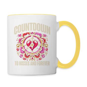 Countdown to Kisses and Forever, New Year's romance - Contrasting Mug - white/yellow - Right