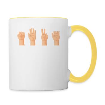 Roche Papier Ciseaux Table Saw Drôle Jeu de Main - Mug contrasté - blanc/jaune - Droite