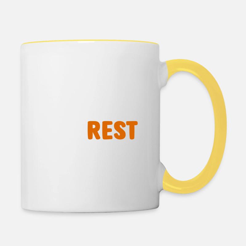 Leg Rest Humorous statement for the relaxed - Contrasting Mug - white/yellow