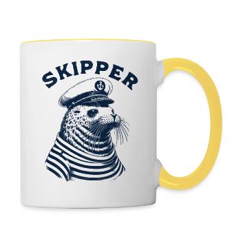 Skipper Seehund - Tasse zweifarbig - Weiß/Gelb - Rechts